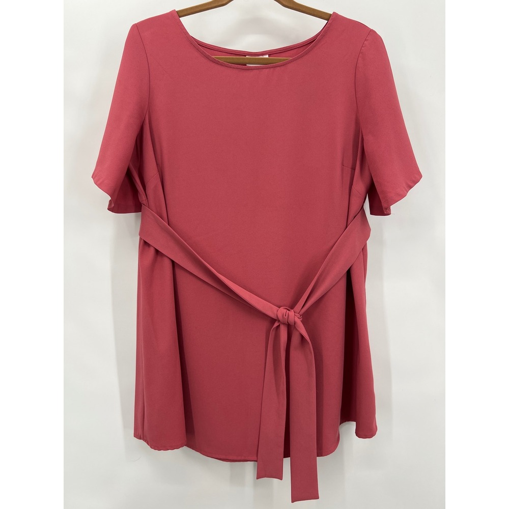 Ingrid Isabel Maternity M Pink Tunic Top Careerwear Workwear Belted above Bump